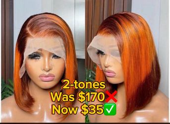 2-tones orange-black real hair