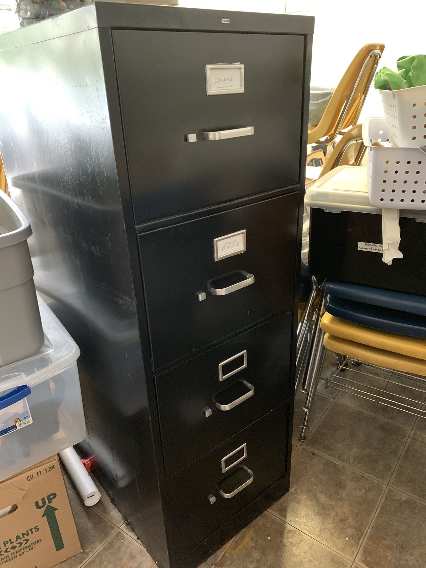 Black metal 4 drawer filing cabinet