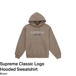 Supreme classic logo hoodie taupe size M