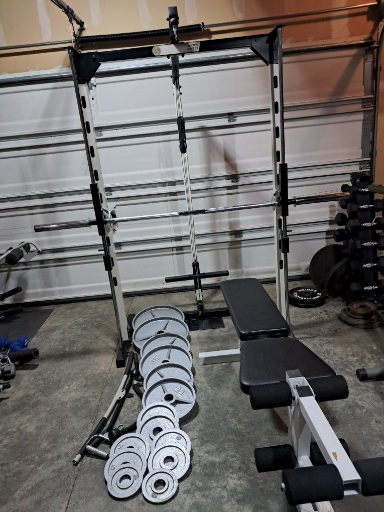 Home Gym / Olympic Weights, Smith Machine With Pulley System And Attachments
