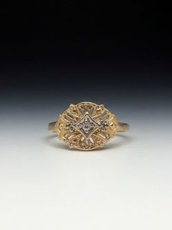 Diamond Filigree Ring 14k yellow Gold