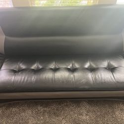 Modern Black Faux Leather Office Couches – Set of 2