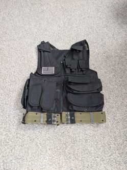 Tactical Vest with Multiple Utility Pouches – Black – Adjustable – S/M