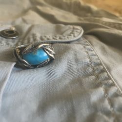 60s Sterling Silver Turquoise 4 Feathers Ring 