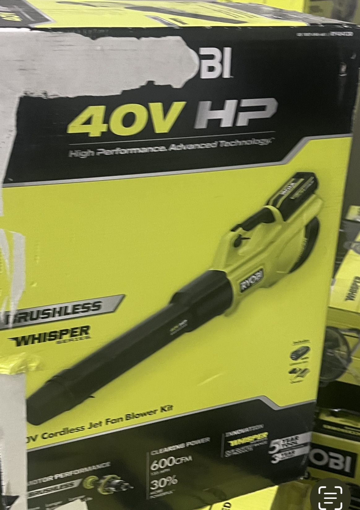 New RYOBI 40V HP Brushless Whisper Series 155 MPH 600 CFM Cordless Battery Leaf Blower with 4.0 Ah Battery and Charger Asking price $175 Retail price