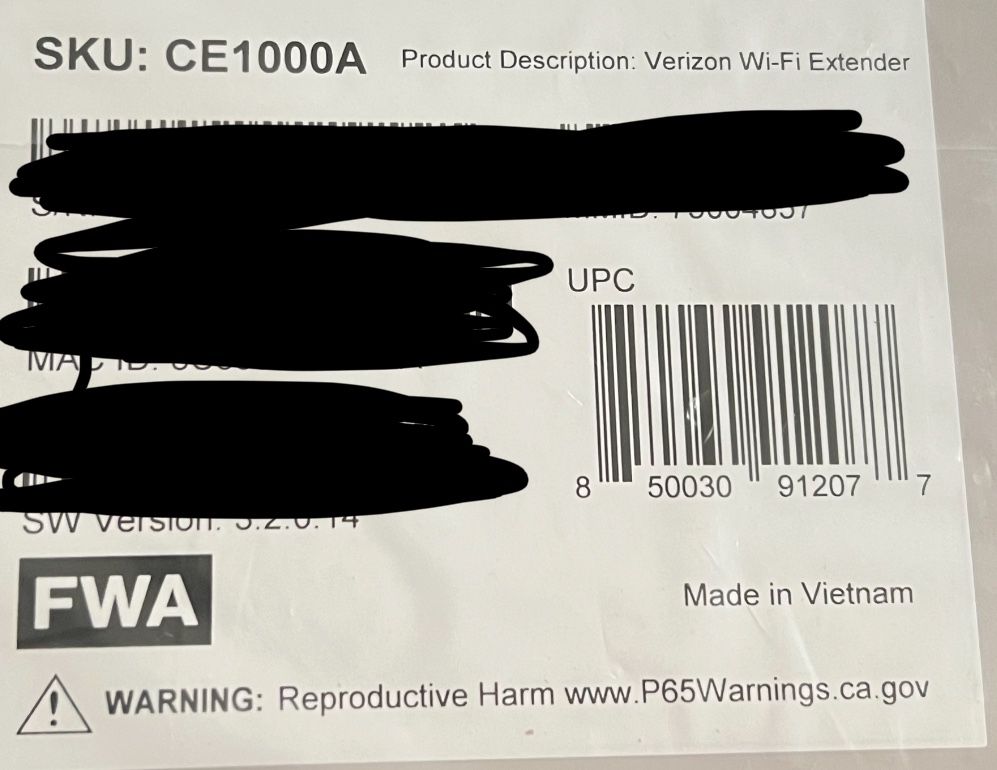 Verizon CE1000A WiFi 6 Range Extender