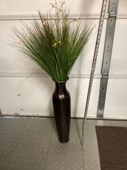 26 Inch Metal Vase With Artificial Plants