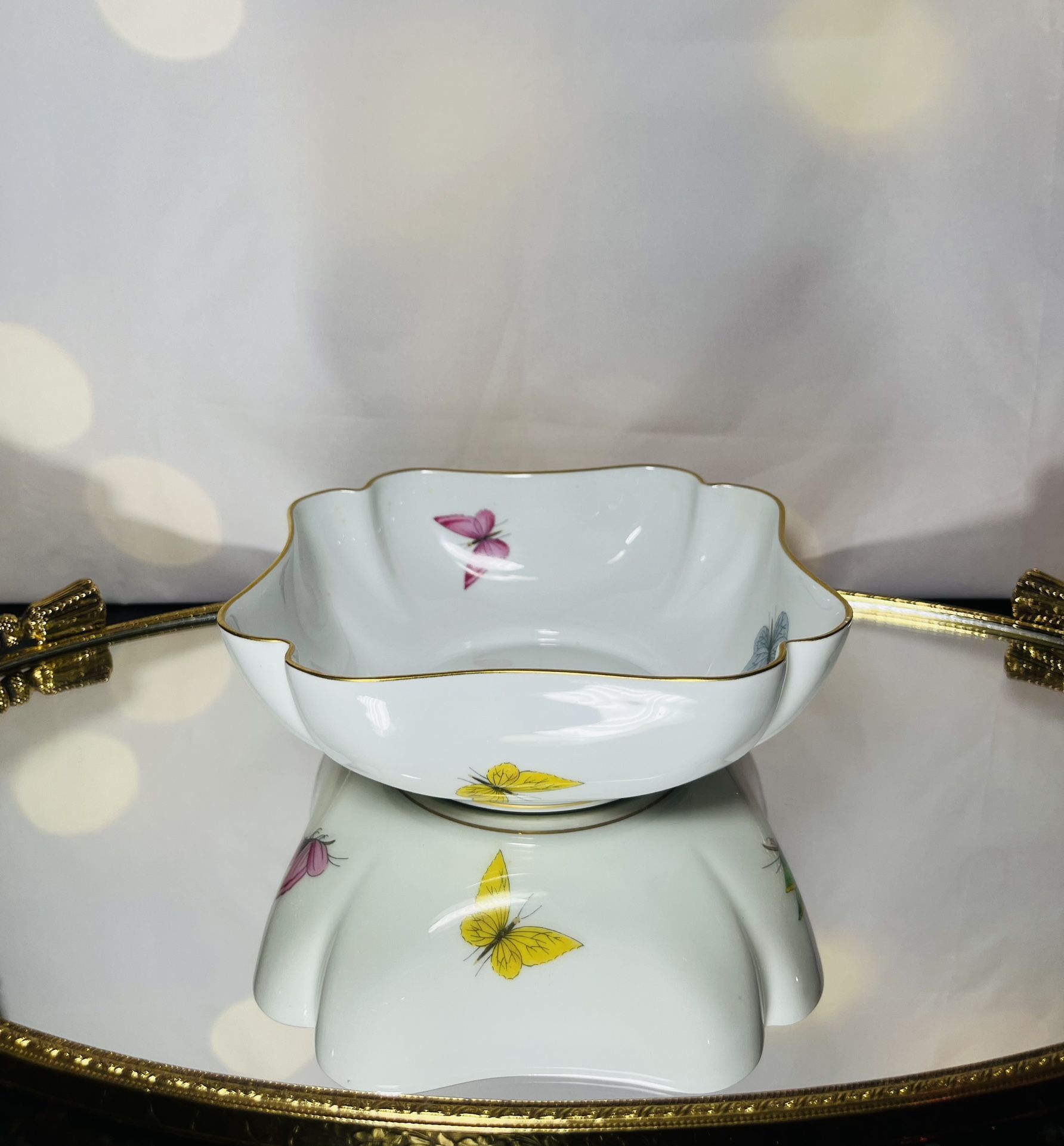 Vintage Limoges (A. Vignaud) Butterfly Trinket Bowl
