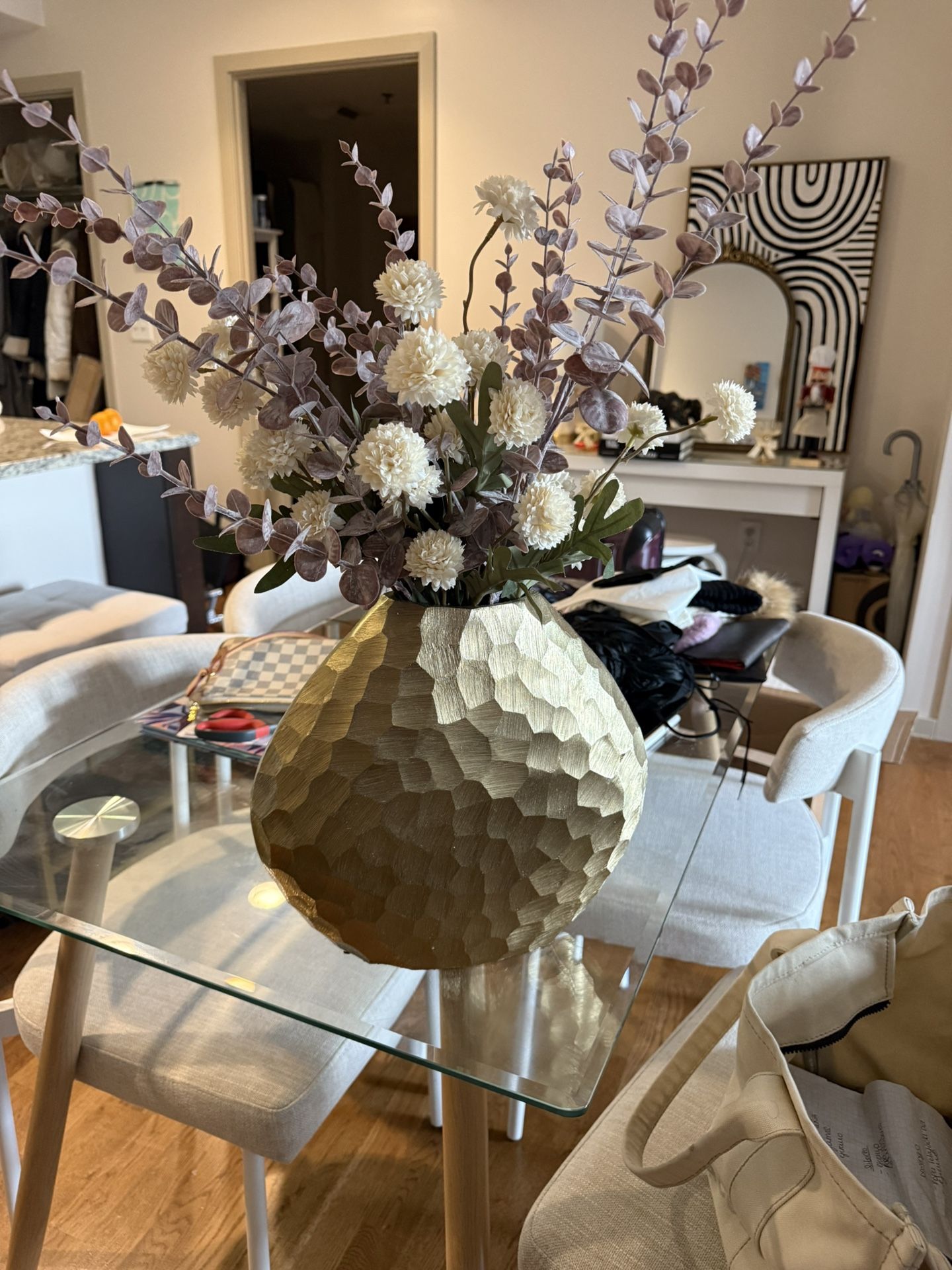 Gold Base With Flower arrangement