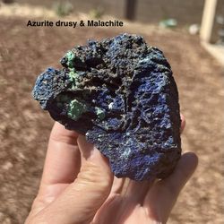 Azurite Deep Blue Drusy Crystals Genuine Stone from Morocco 216.8g