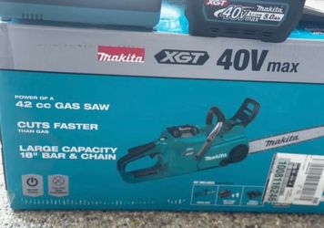 MAKITA Chain Saw 40v Max Xgt 5.Oah Brushless Lithium-Ion Battery With Built-In Led On/Off Switch, 18