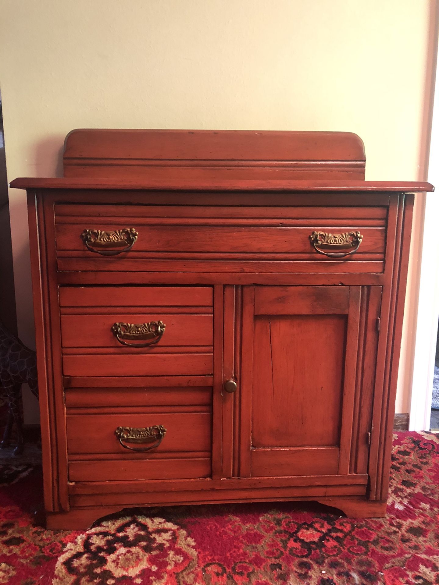 Beautifule Hardwood Table With Drawers & cupboard $150 OBO