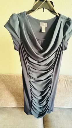 Robbie Bee Navy Ruched Cowl Neck Dress