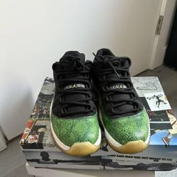 Jordan 11s Green & Yellow Snake Skin 