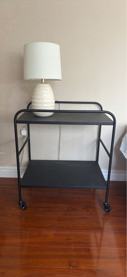 Black Metal Rolling Utility Cart – 2-Tier