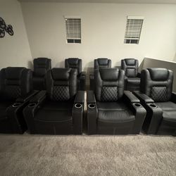 8 Theater Seating Recliners With Cup Holder 
