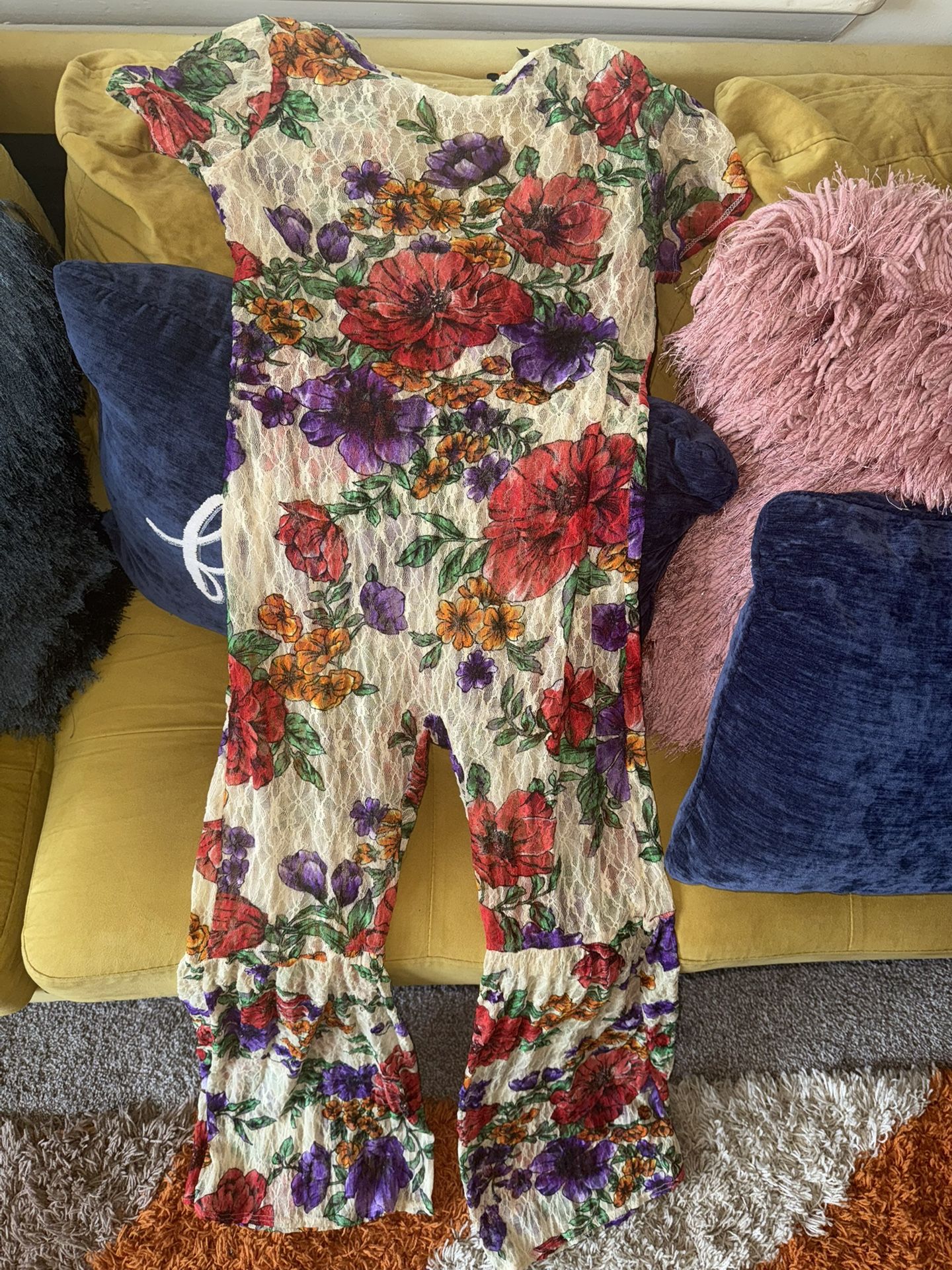 Multicolor Flower Lace Flare Bodysuit