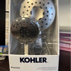 KOHLER Premise 3 -Spray Brushed Nickel 6 in Round Shower Head with Handheld Combo 1.75 GPM