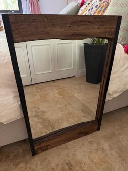 Live Edge Wood Mirror with Black Metal Frame