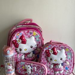 Hello Kitty 3-D School Backpack Bundle