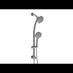 8-Spray Patterns Round 4.7" Wall Bar Shower Kit with Slide Bar in Brushed Nickel