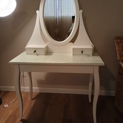 Hemnes Dressing Table With Mirror And Stool, White