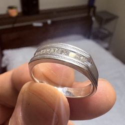 Men’s 14k Wedding Band Princess Cut Diamonds 