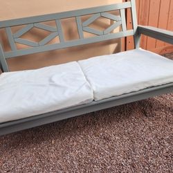 Gray Wood Bench And Chair.
