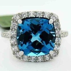 Genuine London Blue Topaz @ Diamonds Ring
