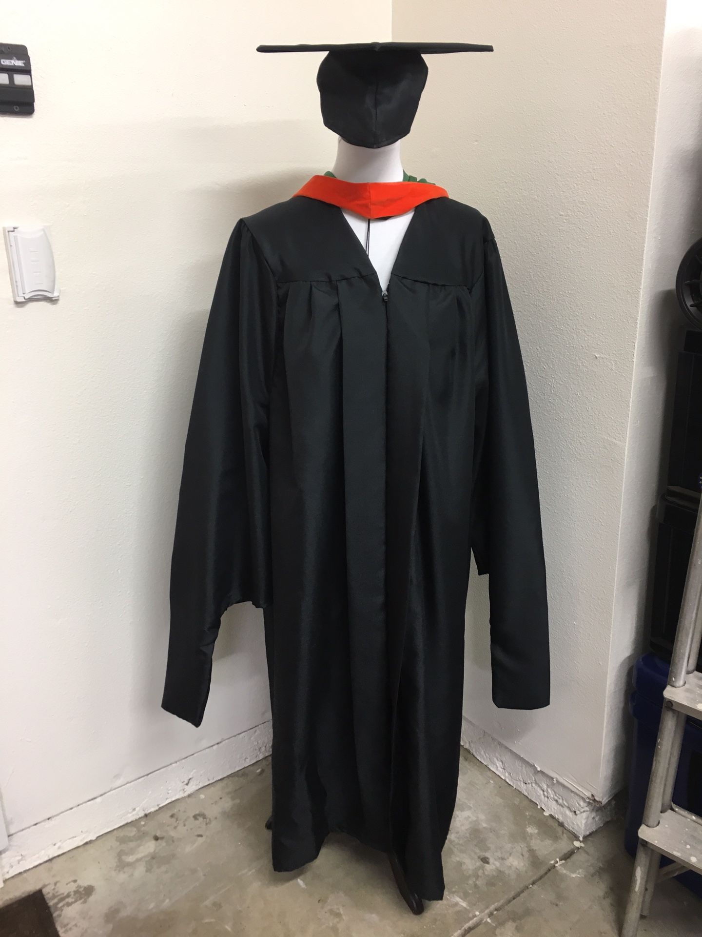 Jostens Master Graduation Cap and gown with hood engineering colors cal poly Pomona