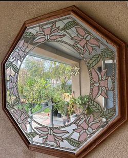 Large Round Wooden Mirror The Mirror Is 40 inches