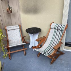 Wood Chairs An Table 
