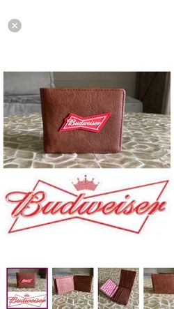 Budweiser Black Bifold Wallet w/Logo Patch and Flip-up ID Window
