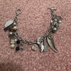Vintage charm bracelet jewelry silver tone