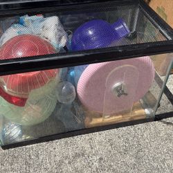 Free Hamster Cages And Balls , Wheel And Feeder And Bedding. 