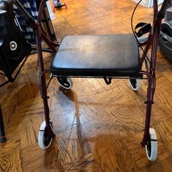 DMI Lightweight Rollator Walker With Seat & Padded Backrest, FSA HSA, 32"-36" Adjustable Height W/ Loop-lock Handbrakes, Supports Up To 375 Lbs, Baria
