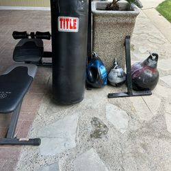 Punching Bag + Wall Stand New And Aqua Bags 