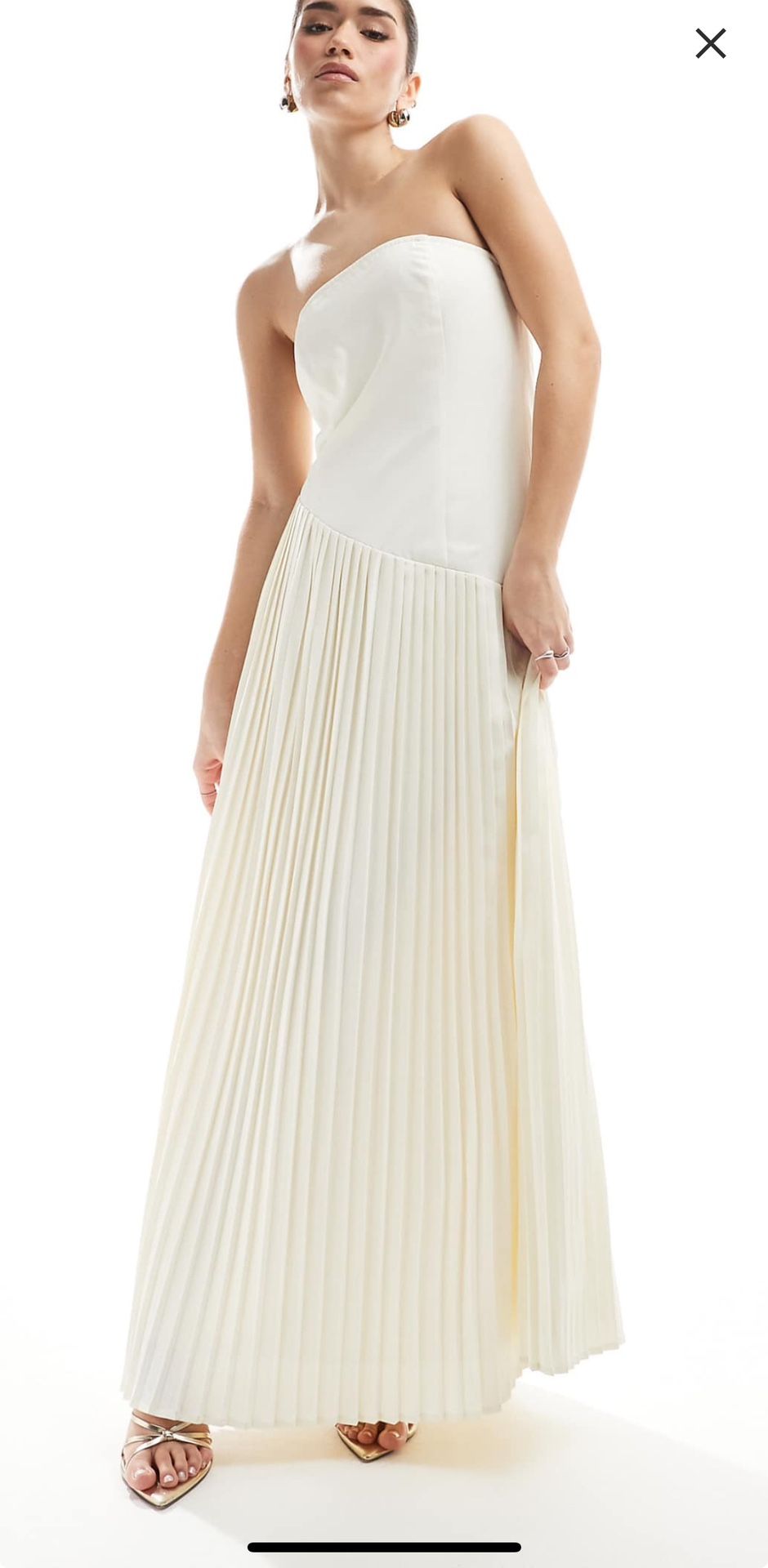Six Stories Bridal drop waist asymmetric maxi dress in ivory