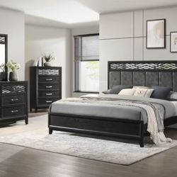 4Pcs Black Queen Panel Bedroom set (NC) $799 FREE LOCAL DELIVERY    