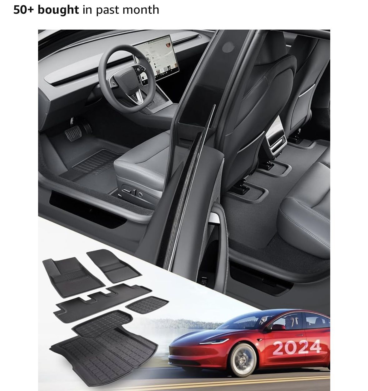 TAPTES 2026 New for Tesla Model 3 Floor Mats 2025 2024, Full Set All Weather Cargo Liners Trunk Mat Carpet Rubber Covers for Model 3 Highland, Car Int