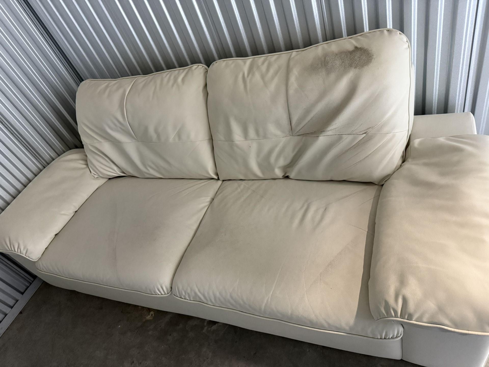 White Faux Leather IKEA Couch