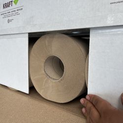 Hand Towel Dispenser With The Brown Paper Rolls 