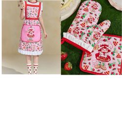 Strawberry Shortcake Apron + Mitten + Mat NEW
