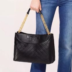 Tory Burch Black Leather With Gold chain