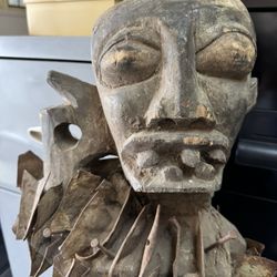 Voodoo Doll The Most Evil Looking Wood Metal Nail  Statue 