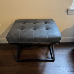 Ottoman - Blue Faux Suede
