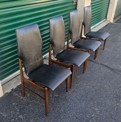 Vintage 1960s Mid Century Lane First Edition Walnut Dining Chairs Scandinavian Danish Retro