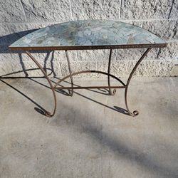 Beautiful Rod Iron Table With Stone Mosaic Inlay