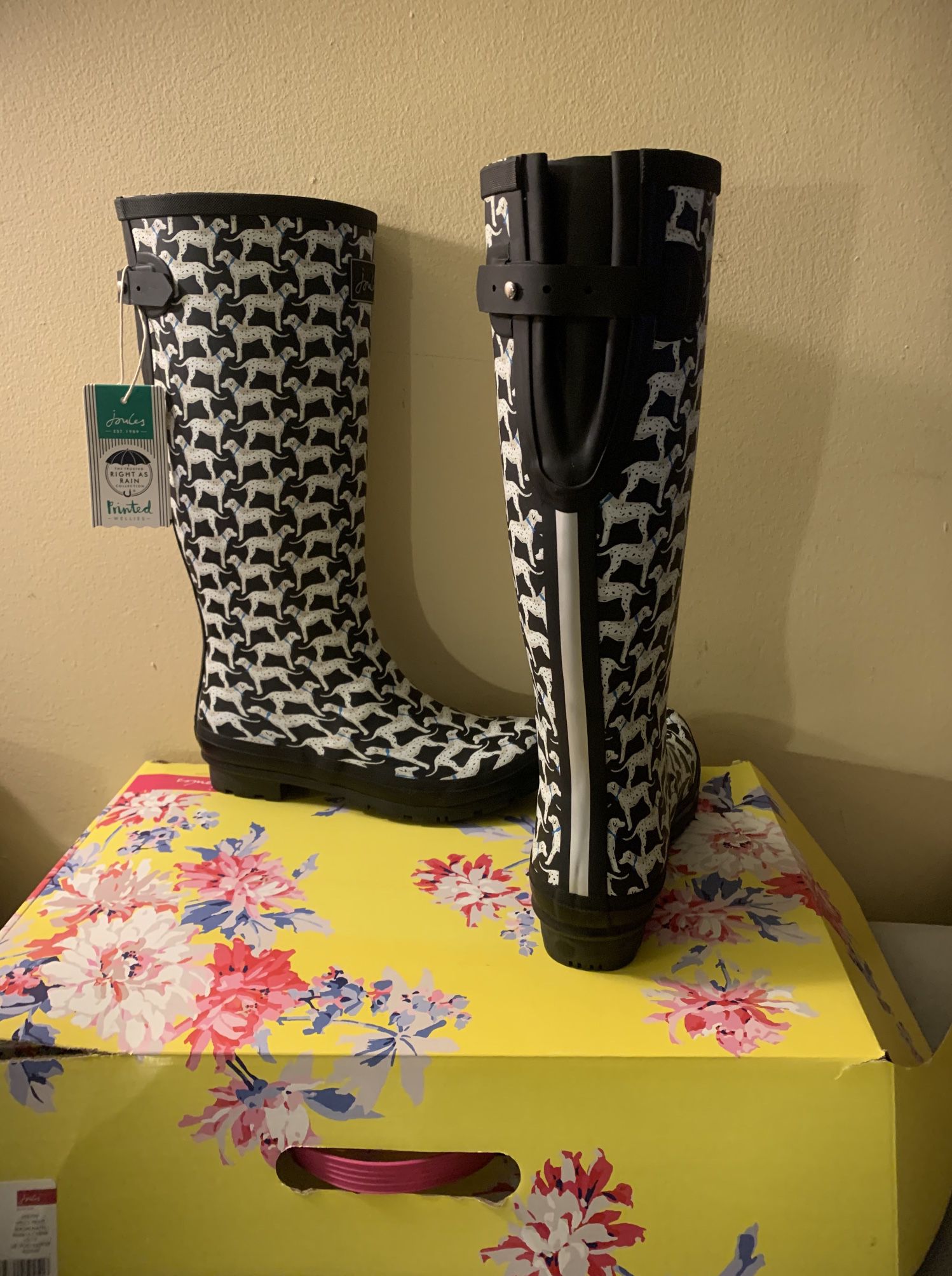 Print Rain Boots With Adjustable Back Gusset