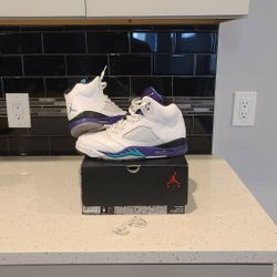 Jordan 5s" Grape White" Size 9, 2013 Release Excellent Condition 